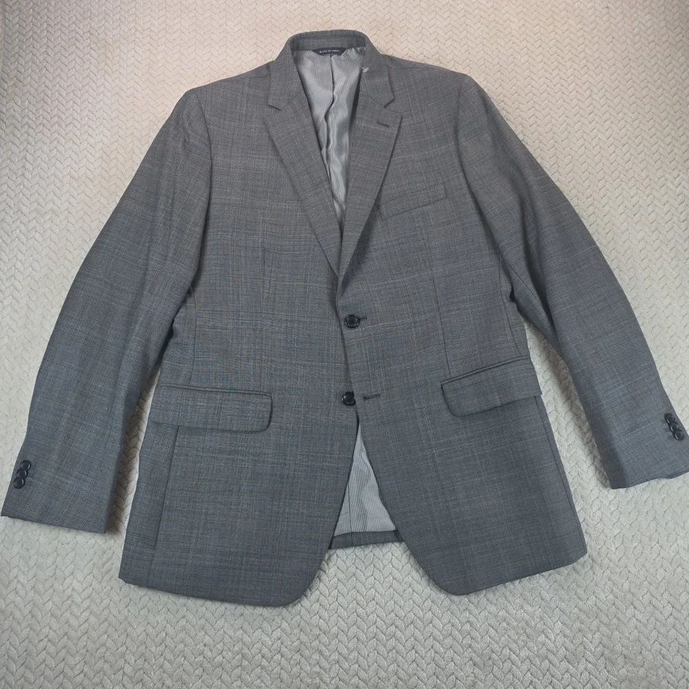 Banana Republic Men 42R Grey Glen Plaid 100% Wool Tailored Fit Blazer Sport Coat